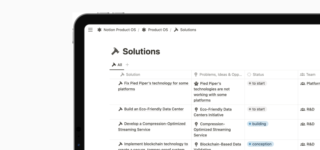 Notion Product OS - Solutions